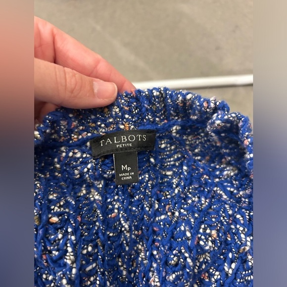 Talbots Open Knit Sweater Medium Petite Blue - Picture 3 of 9